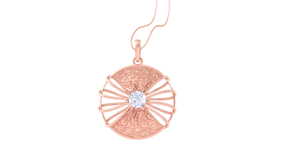 Radiant Bloom Pendant In Gold Textured - 0.59 Ct Diamond
