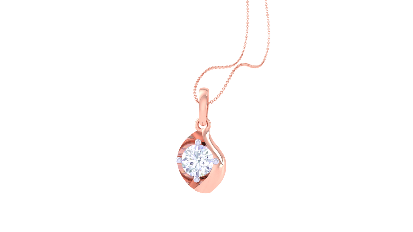 Aura Solitaire Pendant In Gold – 0.59 Ct Brilliant Round Diamond