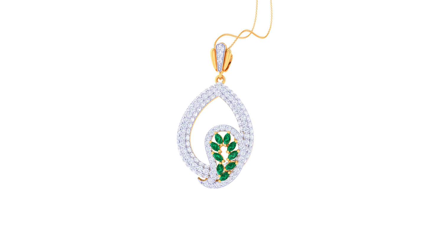 Whispering Vine Pendent With Diamond In Gold - 1.71Ct