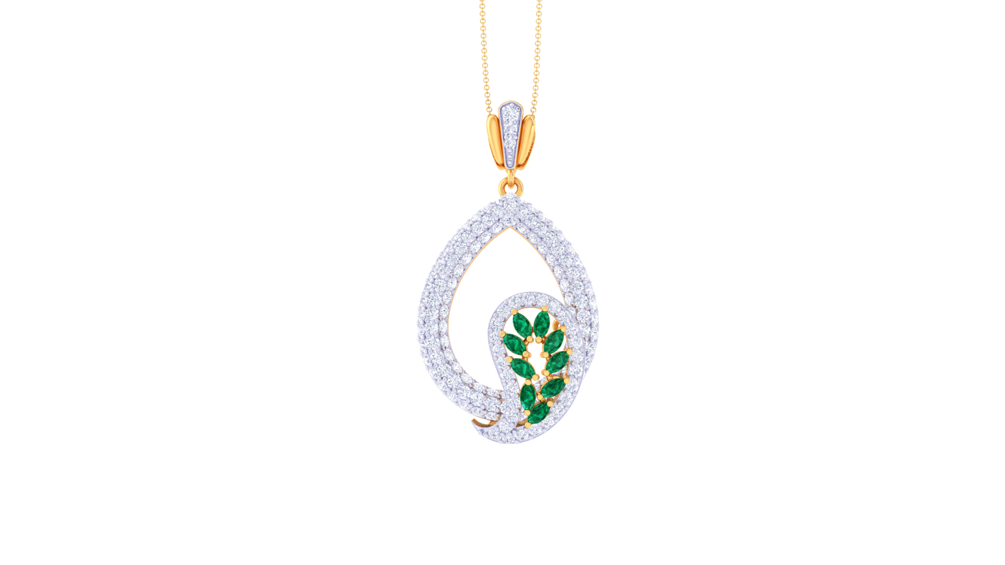 Whispering Vine Pendent With Diamond In Gold - 1.71Ct