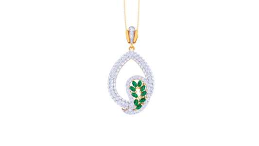 Whispering Vine Pendent With Diamond In Gold - 1.71Ct