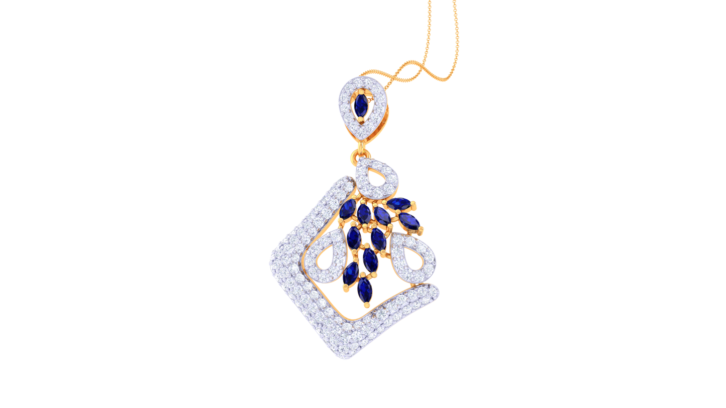 Glammerous Classic Pendent In Gold - 1.20 Ct Dezzling Round Cut Diamonds
