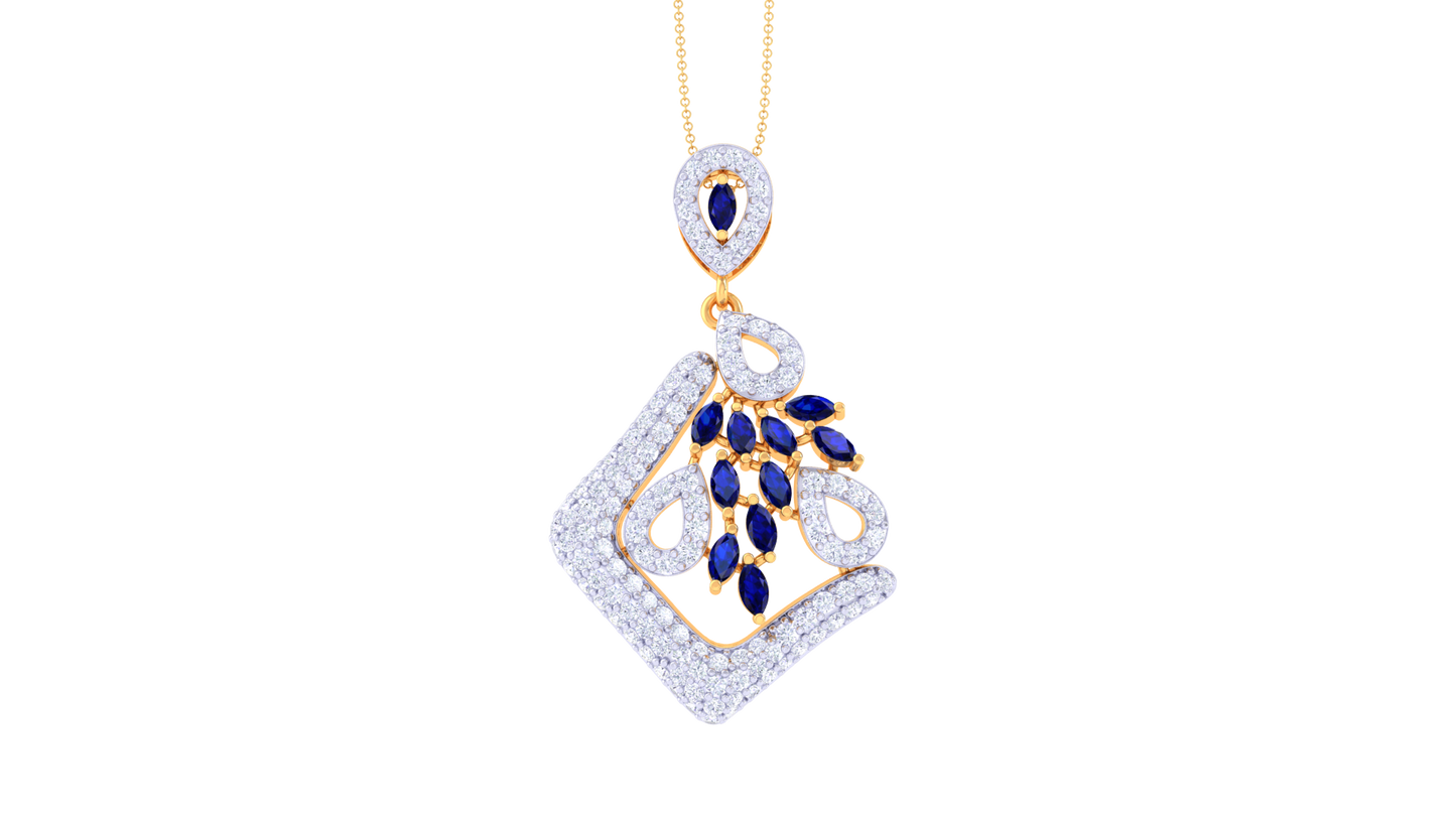 Glammerous Classic Pendent In Gold - 1.20 Ct Dezzling Round Cut Diamonds
