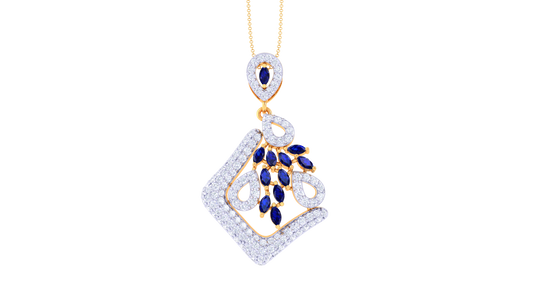 Glammerous Classic Pendent In Gold - 1.20 Ct Dezzling Round Cut Diamonds
