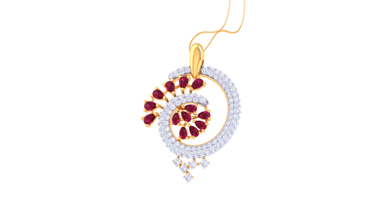 Playful Orbit Diamond Pendent In Gold - 1.09 Ct