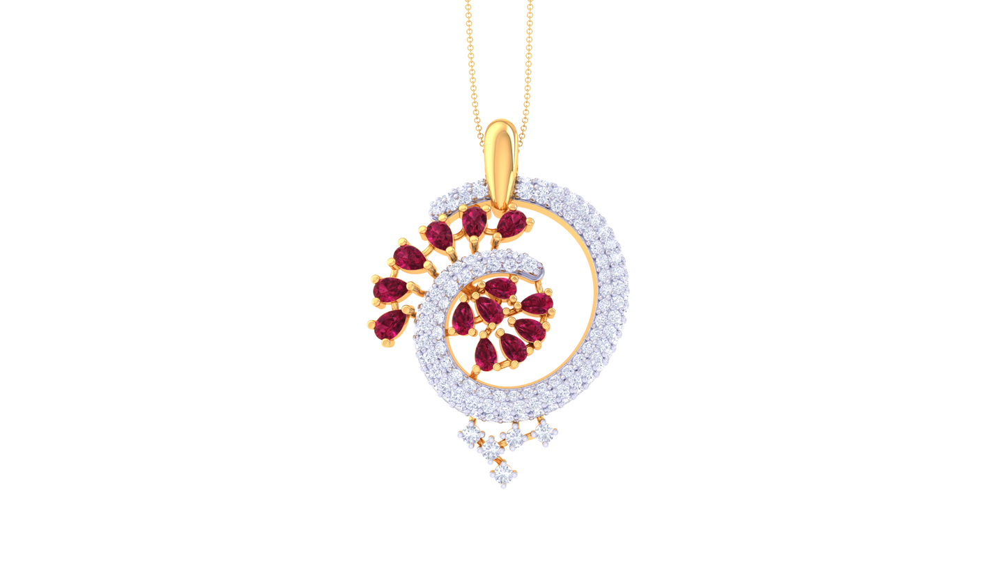 Playful Orbit Diamond Pendent In Gold - 1.09 Ct