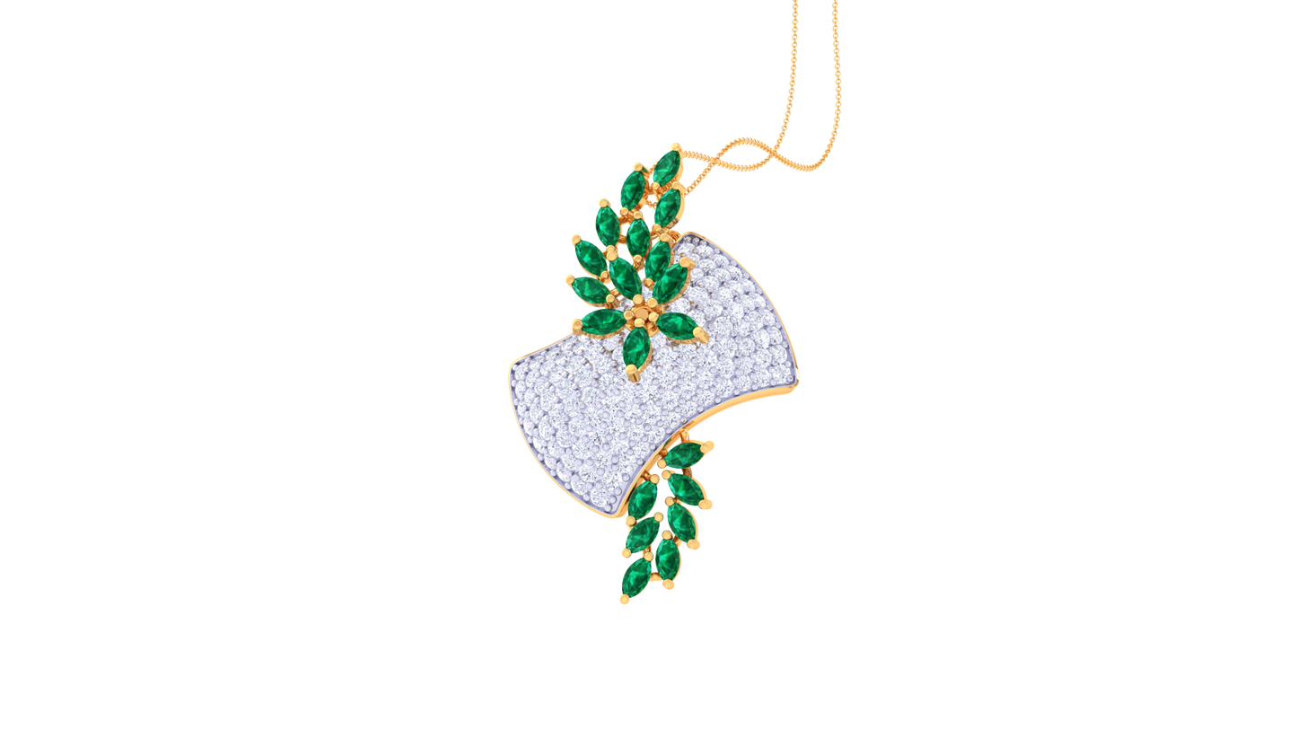 The Lumina Leaf Pendent In Gold - 1.42 Ct Sparkling Round Diamonds