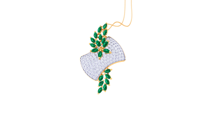 The Lumina Leaf Pendent In Gold - 1.42 Ct Sparkling Round Diamonds