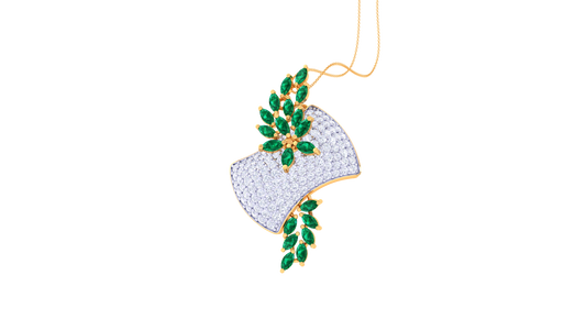 The Lumina Leaf Pendent In Gold - 1.42 Ct Sparkling Round Diamonds