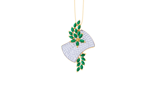 The Lumina Leaf Pendent In Gold - 1.42 Ct Sparkling Round Diamonds