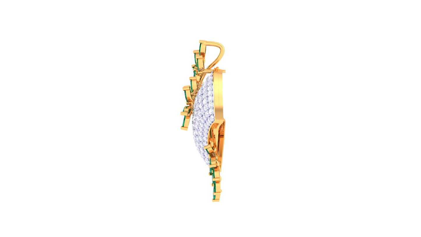 The Lumina Leaf Pendent In Gold - 1.42 Ct Sparkling Round Diamonds