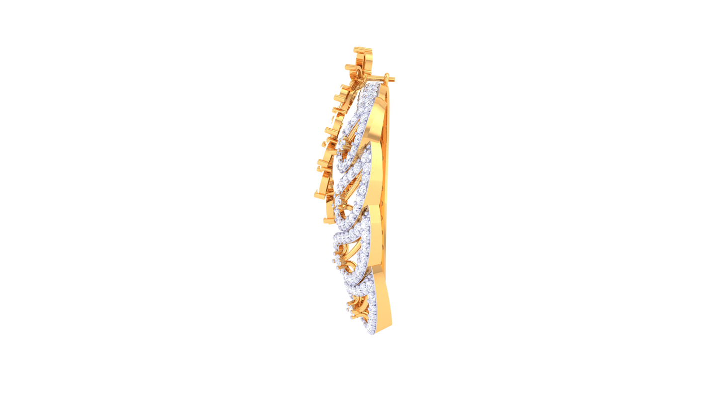 Crimson Leaf Elegance Diamond Pendent In Gold - 2.30 Ct