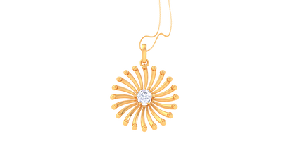 Solar Grace Pendant In Sculpted Gold - 0.59 Ct Dazzling Diamond