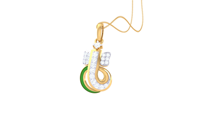 Ornate Loop Ganesha Pendant In Gold - 0.14 Ct Dazzling Diamond