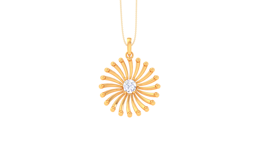 Solar Grace Pendant In Sculpted Gold - 0.59 Ct Dazzling Diamond