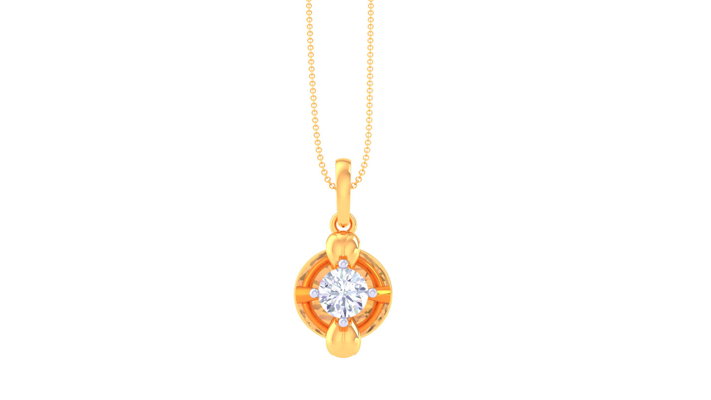 Medallion Classic Solitaire Pendant In Gold – 0.59 Ct Round Diamond