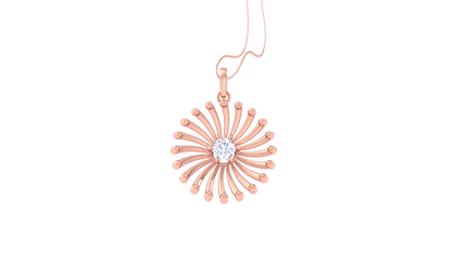 Solar Grace Pendant In Sculpted Gold - 0.59 Ct Dazzling Diamond