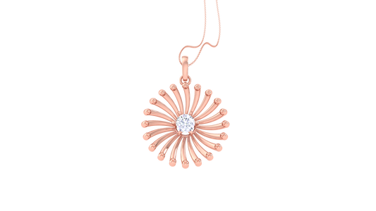 Solar Grace Pendant In Sculpted Gold - 0.59 Ct Dazzling Diamond