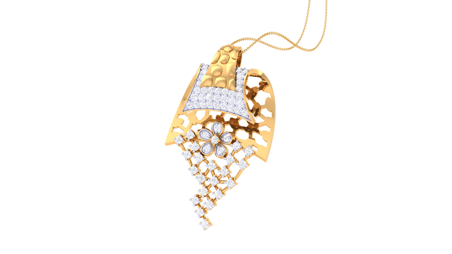 Luster Lattice Rose Gold Pendent - 0.59 Ct Round Cut Diamonds