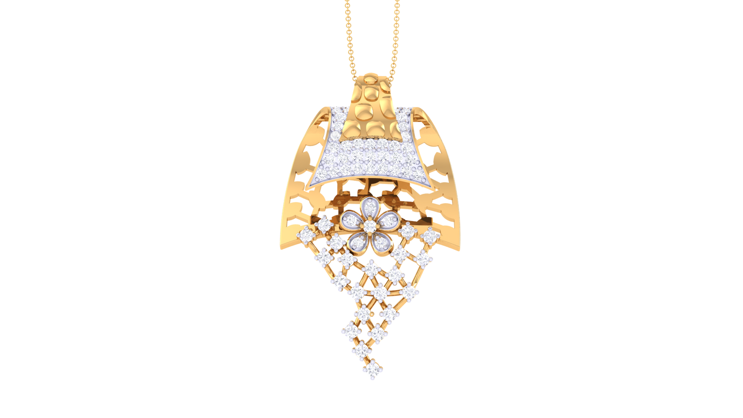Luster Lattice Rose Gold Pendent - 0.59 Ct Round Cut Diamonds
