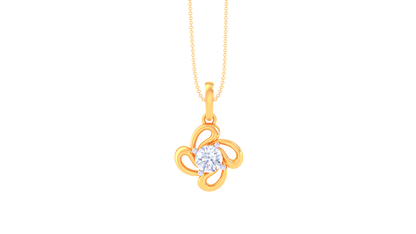 Golden Petal Solitaire Pendant In Gold - 0.59 Ct Round Diamond