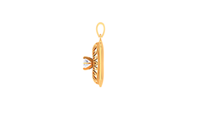 Ornate Rectangle Pendant In Rose Gold - 0.59 Ct Brilliant Round Diamond