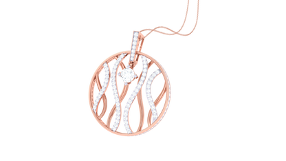 Circular Gold Pendant With Central Solitaire - 1.31 Ct Diamonds