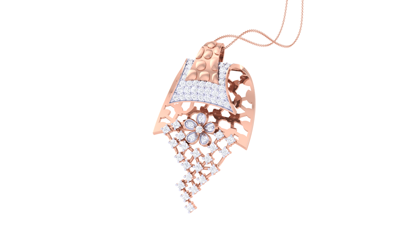Luster Lattice Rose Gold Pendent - 0.59 Ct Round Cut Diamonds