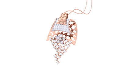 Luster Lattice Rose Gold Pendent - 0.59 Ct Round Cut Diamonds