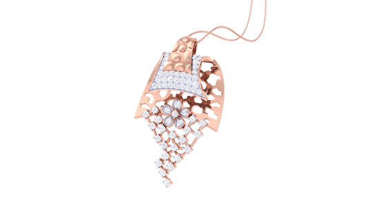 Luster Lattice Rose Gold Pendent - 0.59 Ct Round Cut Diamonds