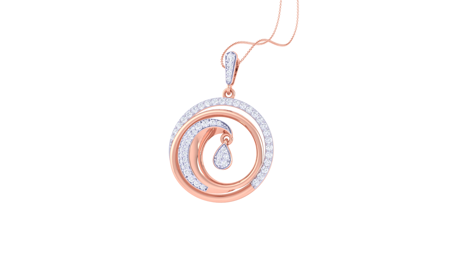 Radiant Ovel Gold and Diamod Pendent - 0.55 Ct