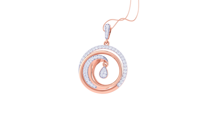 Radiant Ovel Gold and Diamod Pendent - 0.55 Ct