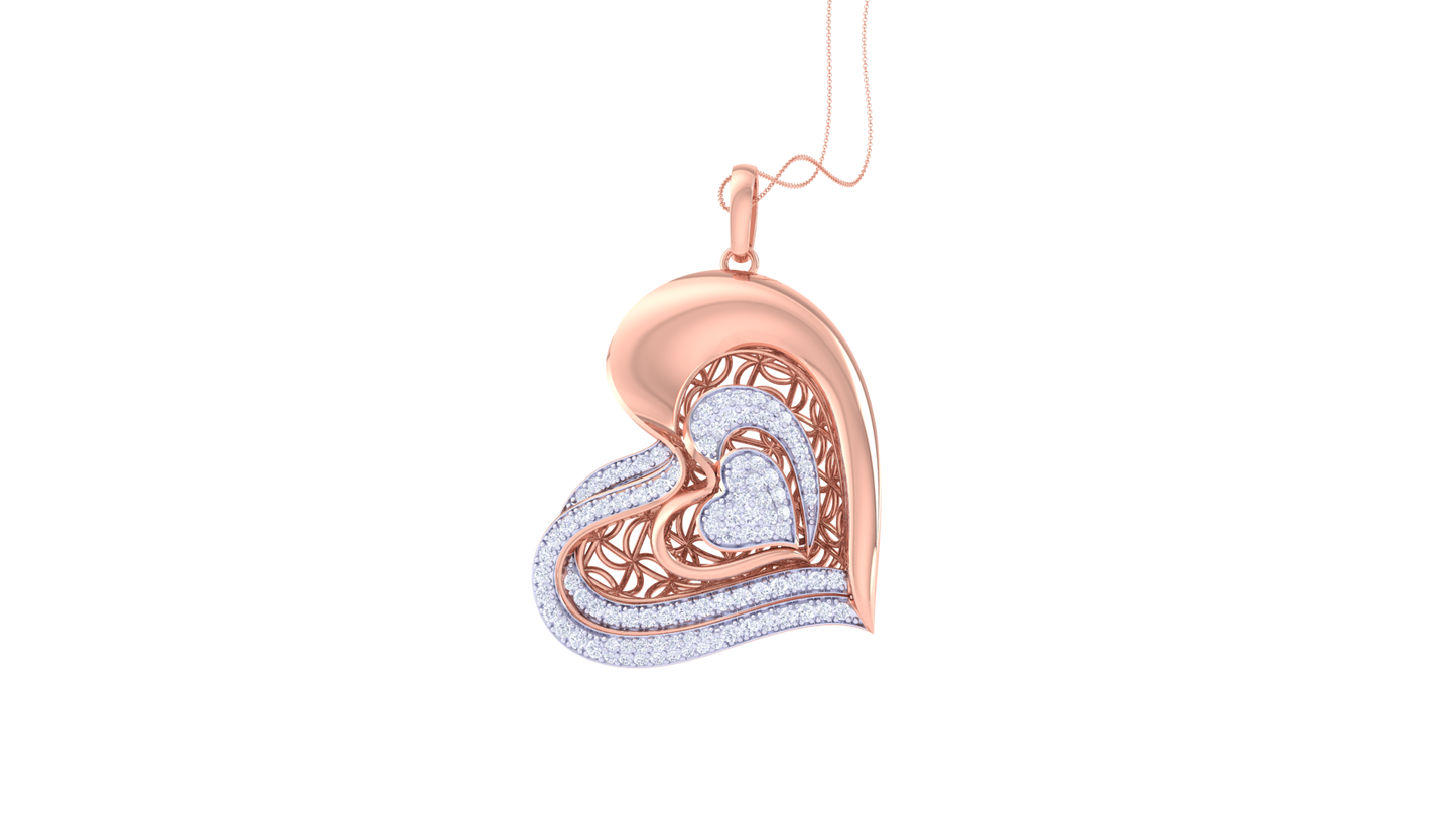 Elegant Hart Diamond Pendent In Gold - 1.05 Ct