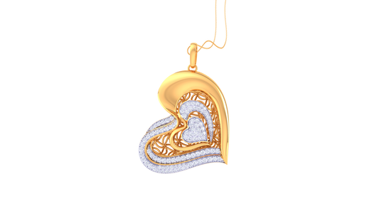 Elegant Hart Diamond Pendent In Gold - 1.05 Ct