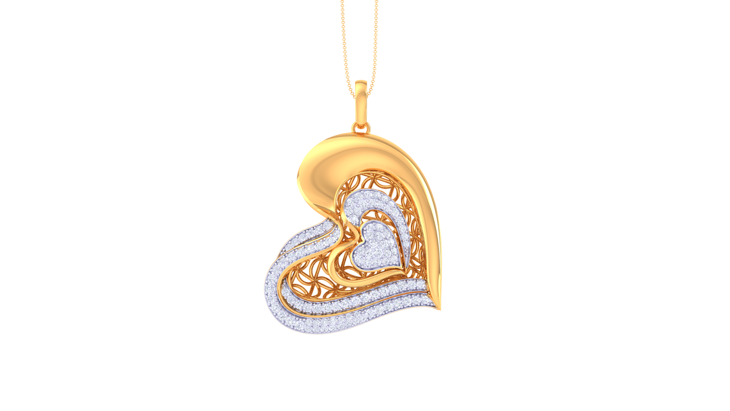 Elegant Hart Diamond Pendent In Gold - 1.05 Ct