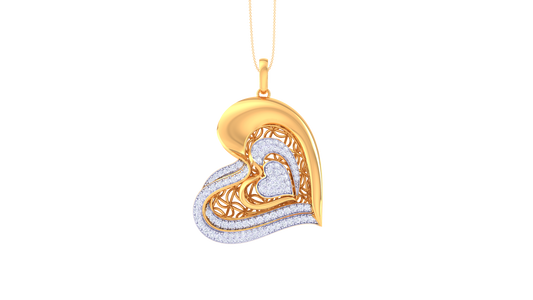 Elegant Hart Diamond Pendent In Gold - 1.05 Ct