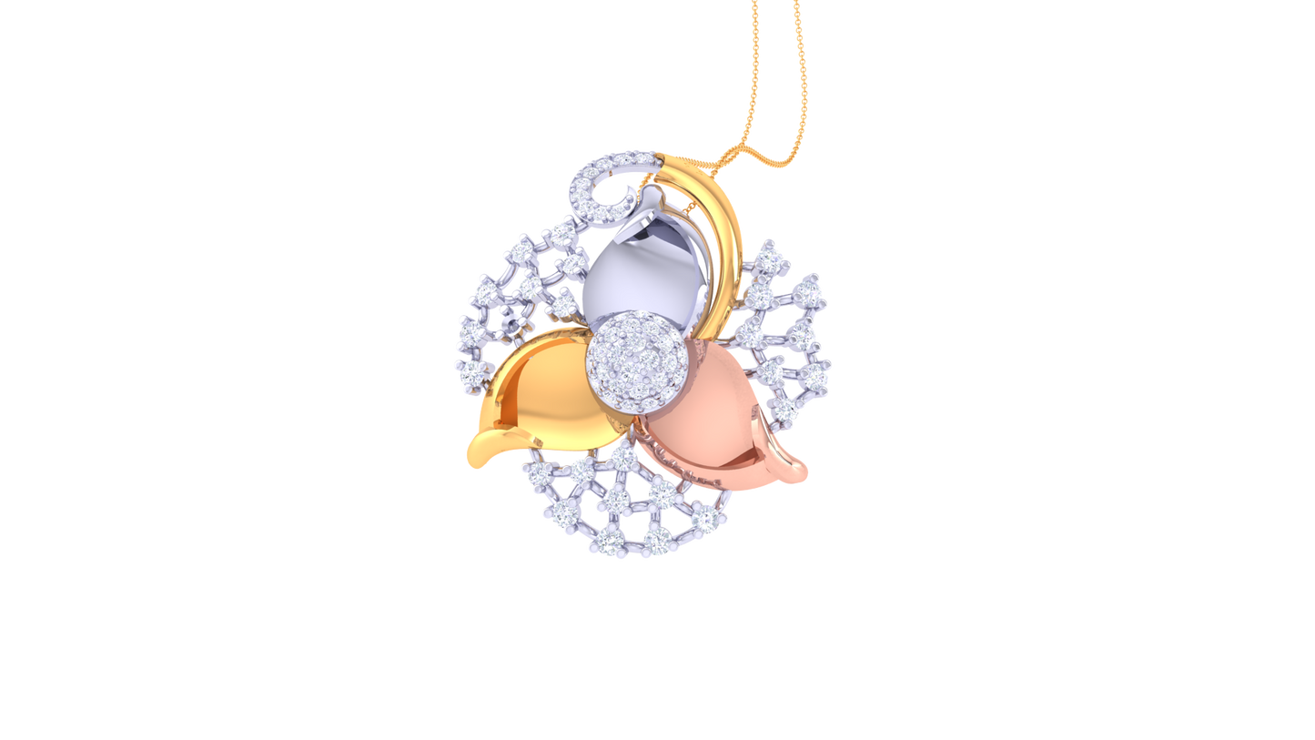 Radiant Flora Pendent With Diamond In Gold - 1.39 Ct