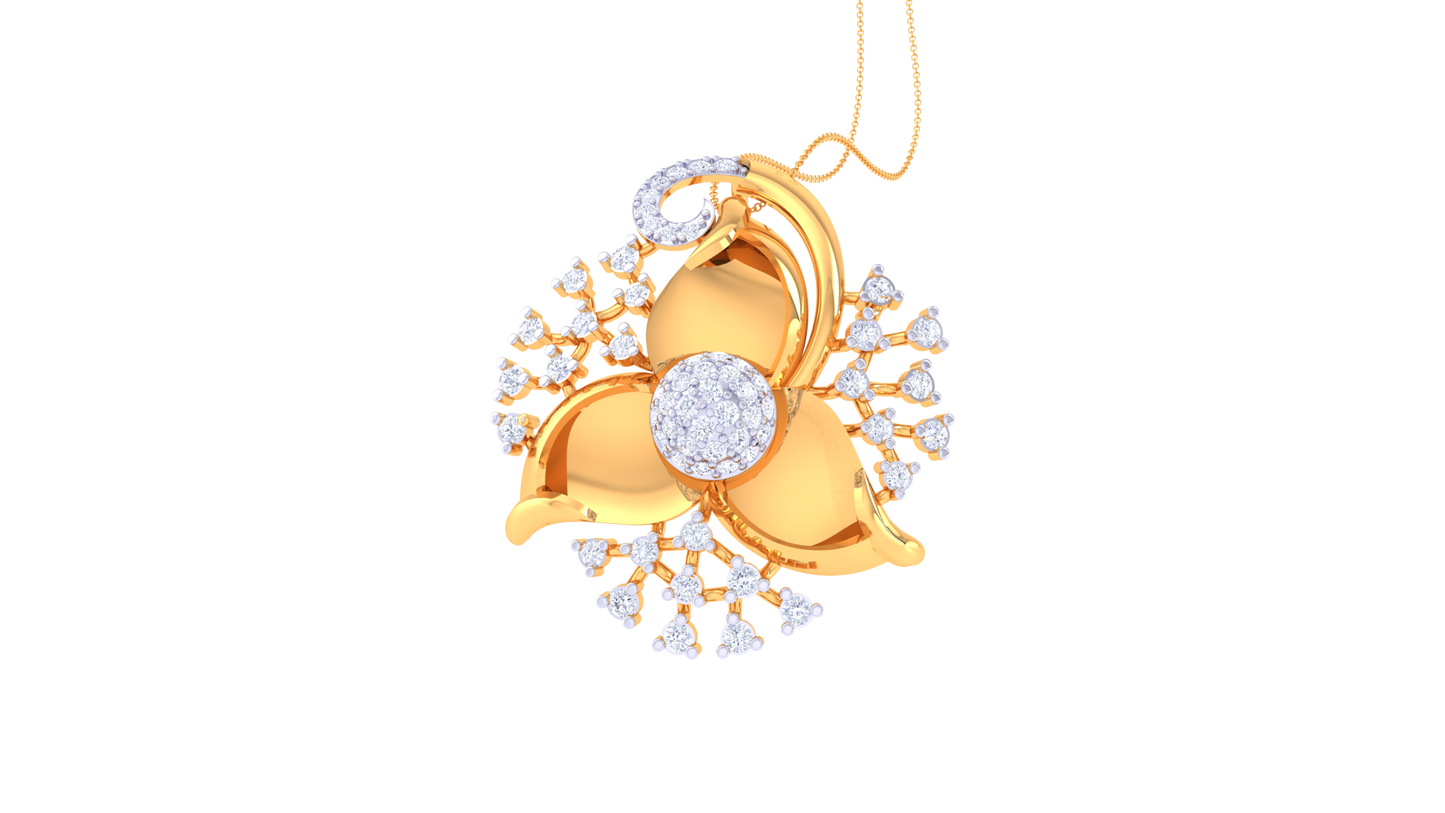 Radiant Flora Pendent With Diamond In Gold - 1.39 Ct