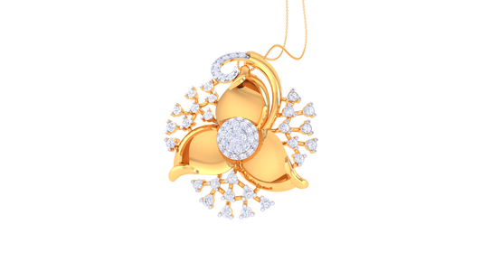 Radiant Flora Pendent With Diamond In Gold - 1.39 Ct