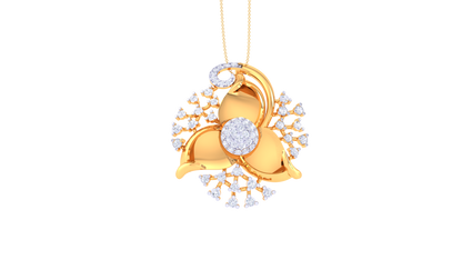 Radiant Flora Pendent With Diamond In Gold - 1.39 Ct