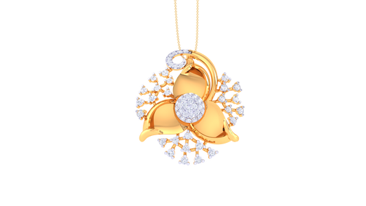 Radiant Flora Pendent With Diamond In Gold - 1.39 Ct