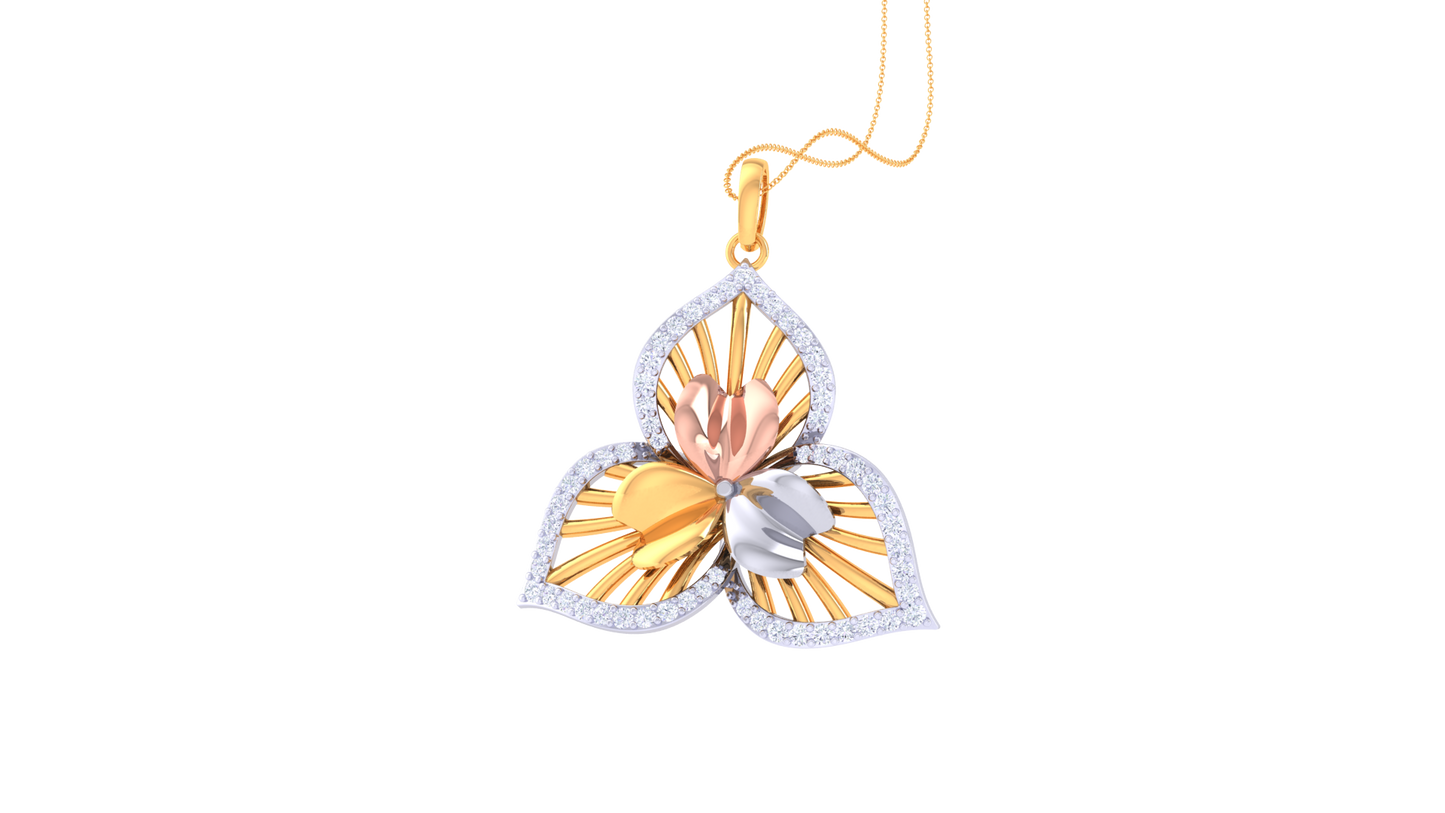 Floral Elegance Diamond Pendent In Gold - 0.60 Ct