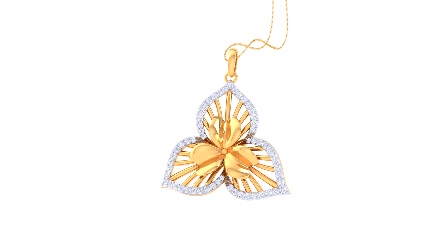 Floral Elegance Diamond Pendent In Gold - 0.60 Ct