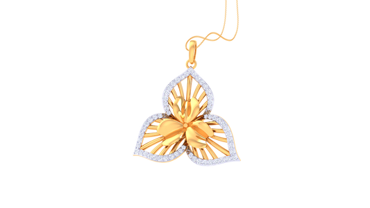 Floral Elegance Diamond Pendent In Gold - 0.60 Ct