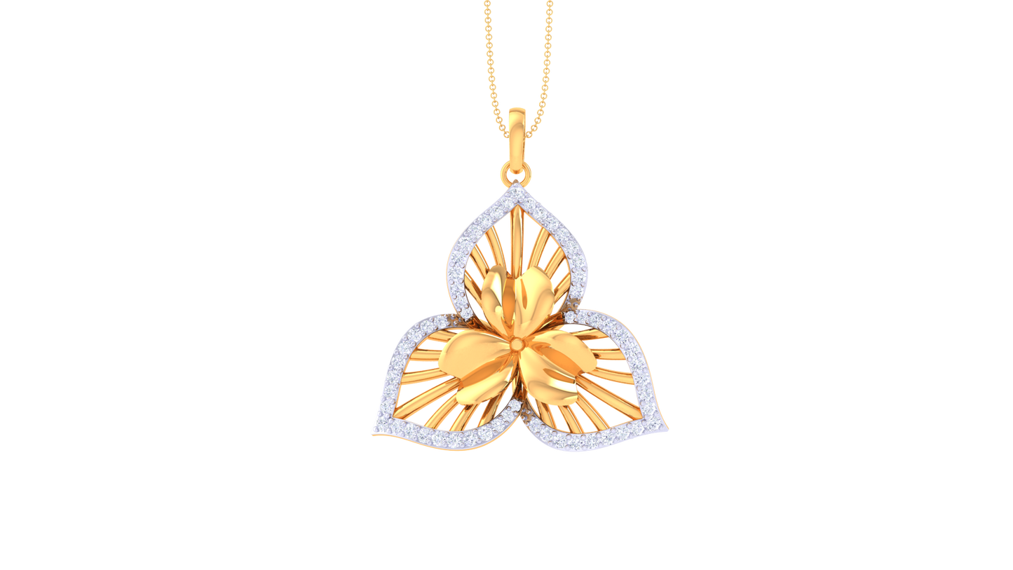 Floral Elegance Diamond Pendent In Gold - 0.60 Ct