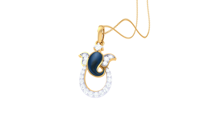 Divine Ganesha Pendant In Gold - 0.15 Ct Brilliant Cut Diamonds