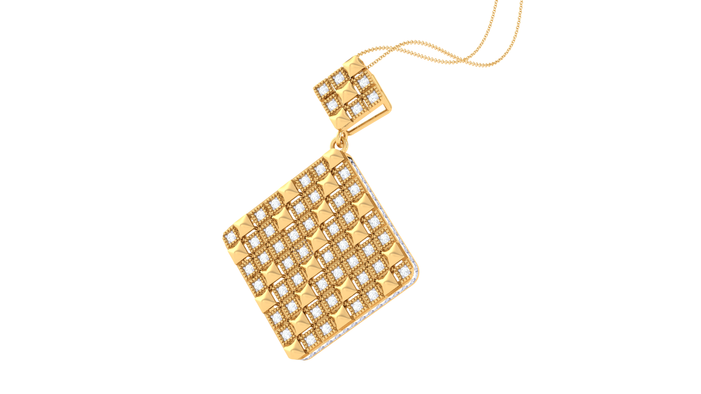 Rhombus Pave Charm Pendent In Gold  - 0.57 Ct Sparking Diamond