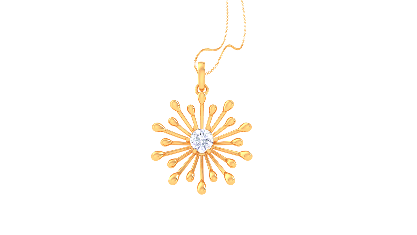 Radiant Sunburst Pendant In Yellow Gold - 0.59 Ct Diamond Core