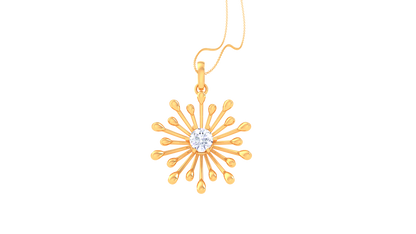Radiant Sunburst Pendant In Yellow Gold - 0.59 Ct Diamond Core