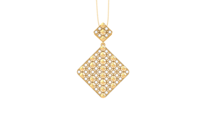 Rhombus Pave Charm Pendent In Gold  - 0.57 Ct Sparking Diamond
